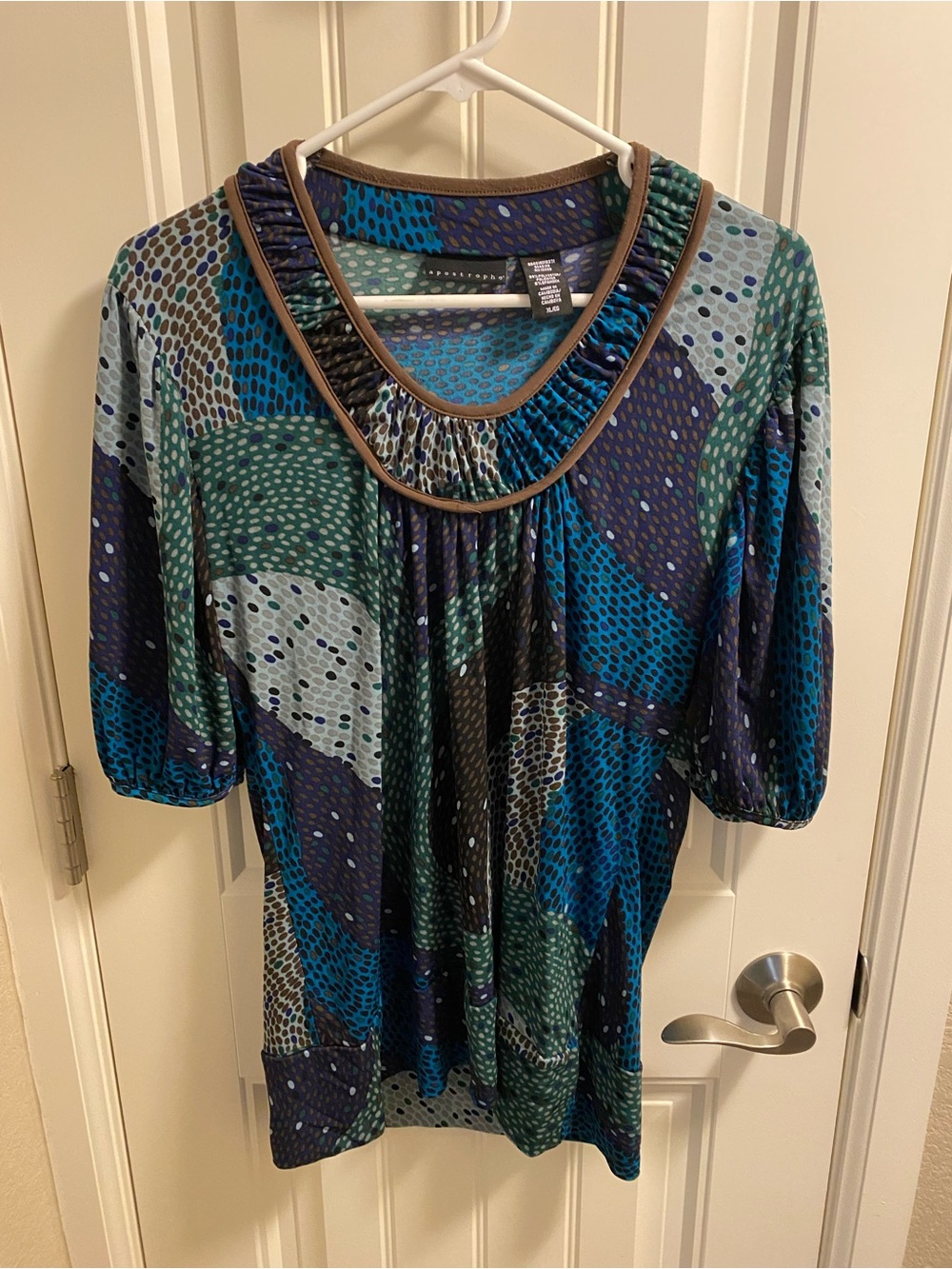 Apostrophe XL Top Stretch Multicolor Blouse Half Sleeve Shirt
